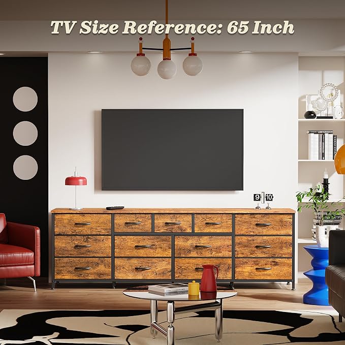 Huuger 70 Inch Dresser for Bedroom, TV Stand for 65, 80 Inch TV, 13 Fabric - Image 2