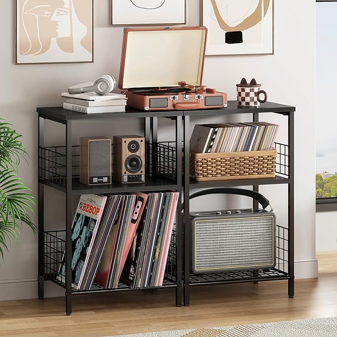 X-cosrack Side Table, Small End Table Record Player Stand - Image 5