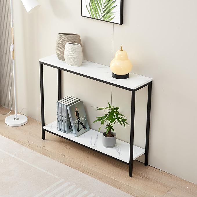 loglus Console Table for Entryway, Faux Marble MDF Sofa Table - Image 5