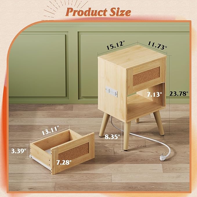 WLIVE Rattan Nightstands Set of 2 - Image 3