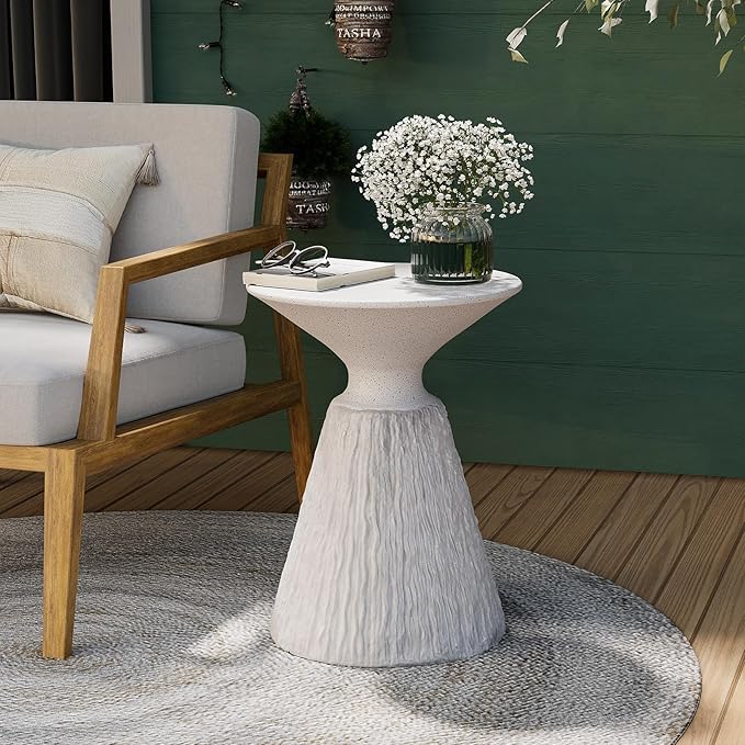 COSIEST Outdoor Side Table, Mushroom Shaped MgO Accent Table, Lightweight Patio by COSIEST
