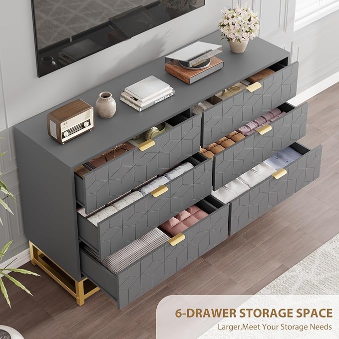 Dresser for Bedroom, 53.5" Large Dresser Organizer, 6 Drawer - Image 5
