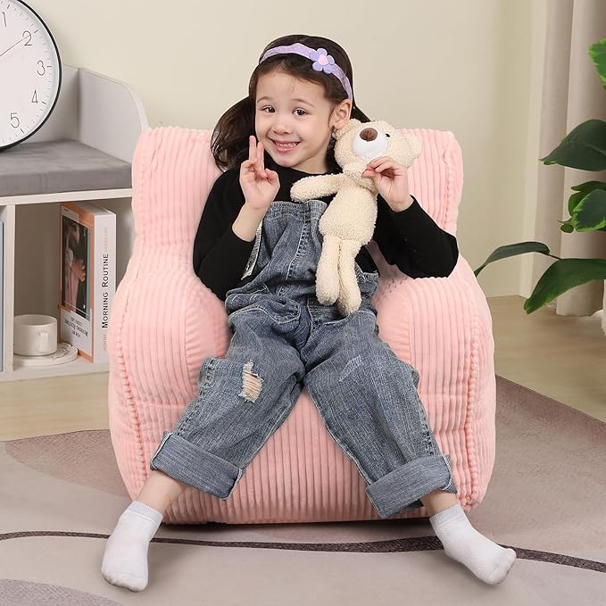 Kids Bean Bag Chair with a Plush Bear, Comfy Toddler Chair - Image 7