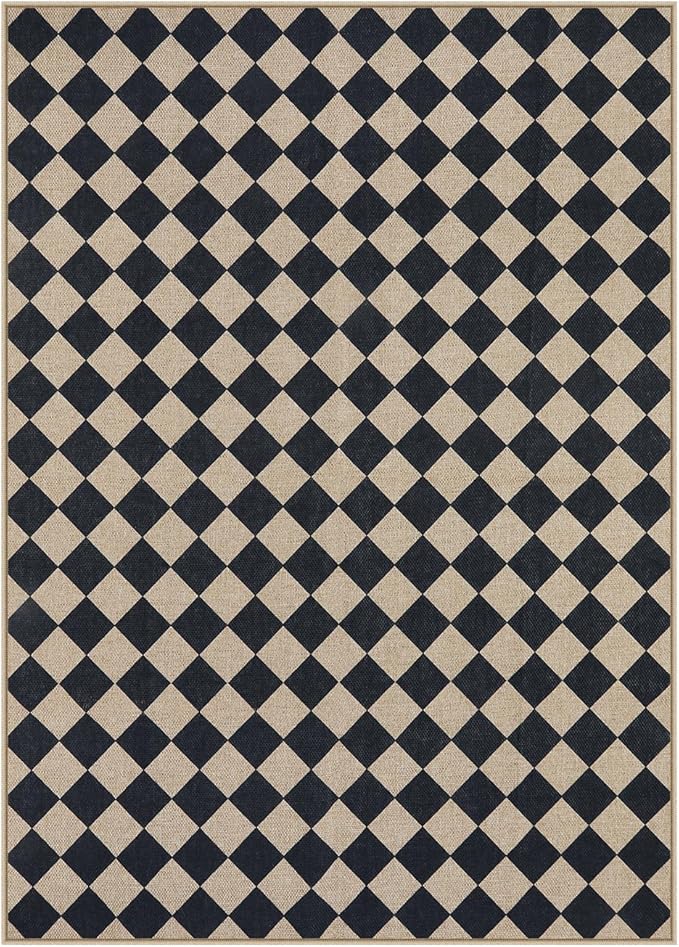 Lahome Checkered Dining Living Room Rug, 5x7 Washable Indoor Outdoor Easy Jute - Image 8