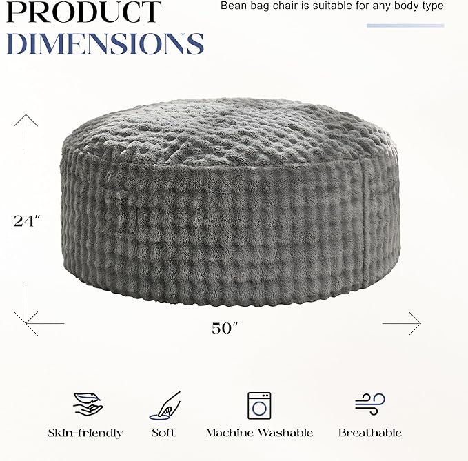 Hobestluk Bean Bag Chairs 5ft Beanbag Chair - Image 2