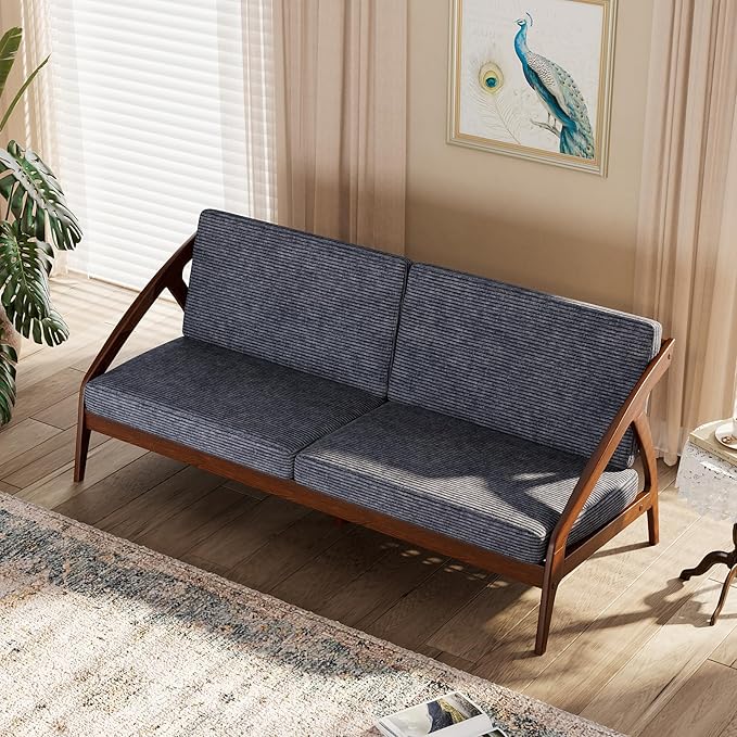 73.4" Solid Wood Upholstered Sofa, Comfortable Seat Cushion, Removable Cover - Image 2