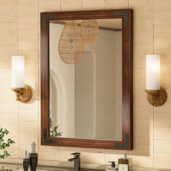 TETOTE 22 x 30 Walnut Wood Mirror by TETOTE