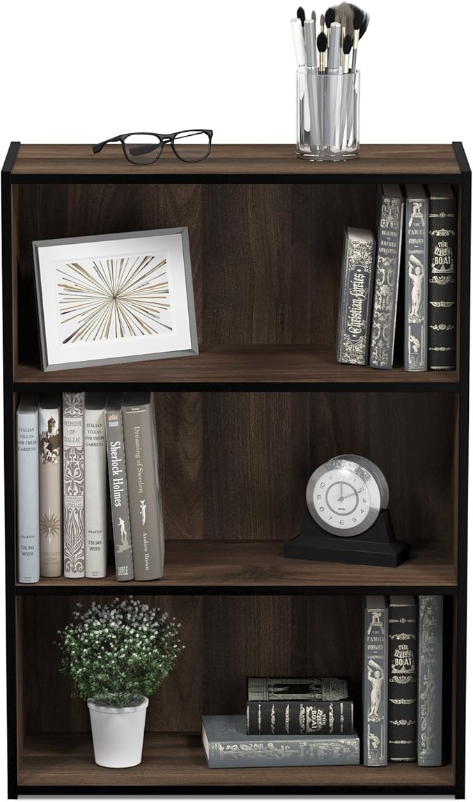 Furinno Pasir 3-Tier Open Shelf Bookcase, Columbia Walnut - Image 4