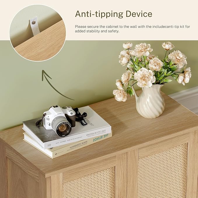 Iwell Storage Cabinet, Rattan Cabinet - Image 6