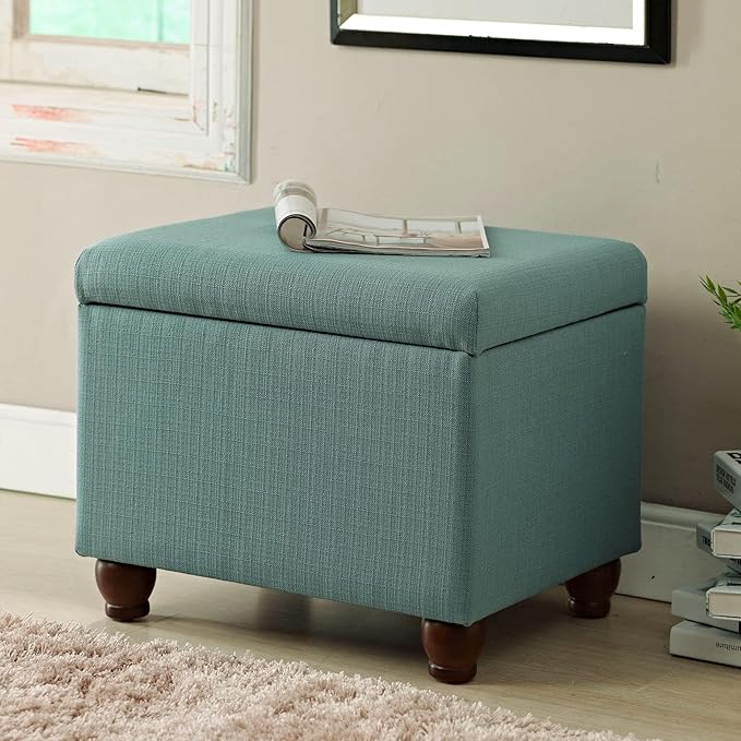 Home Decor | Upholstered MediumRectangular Storage Ottoman | Hinged Lid Ottoman - Image 2