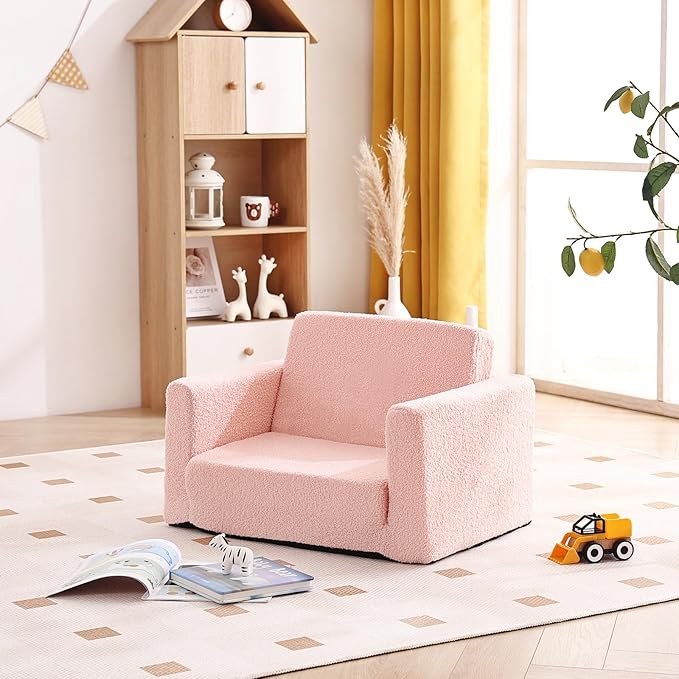 Tiita Kids Chair Couch, Folding Toddler Comfy Sofa Chairs, 2-in-1 Kids Plush - Image 2