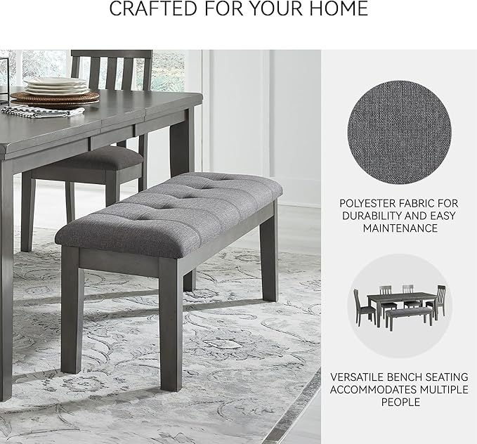 Signature Design by Ashley Hallanden Rustic Tufted Upholstered Dining Room Bench - Image 5