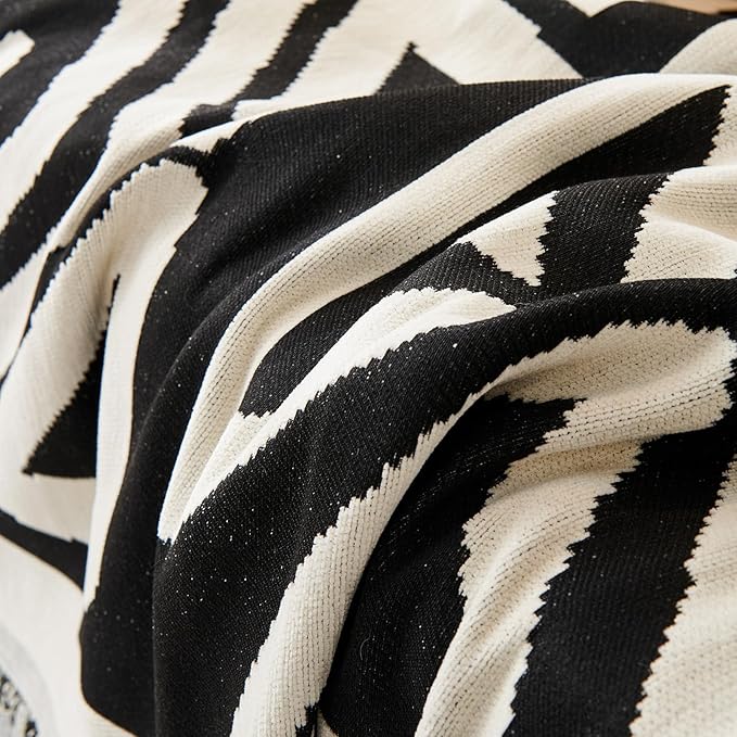 STACYPIK Boho Black Beige Couch Cover Wrinkle Resistant Sofa Cover - Image 6