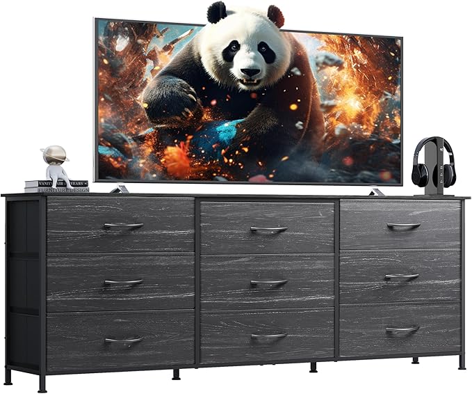 WLIVE 63''W Dresser for Bedroom, 75 inch TV, Wide Chest of Drawers by WLIVE