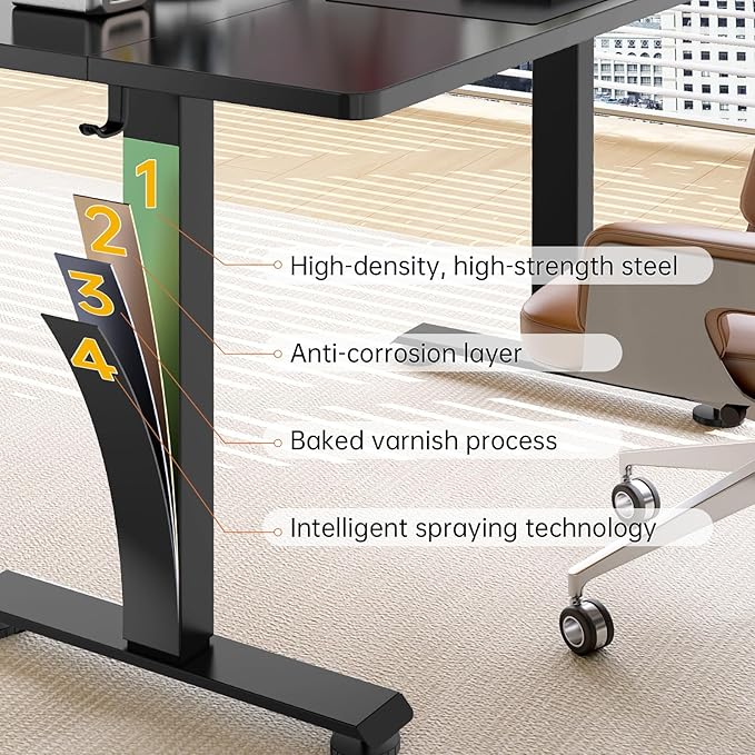 Veken 55 Inch Large Electric Standing Desk, 4 Memory Heights Adjustable - Image 5