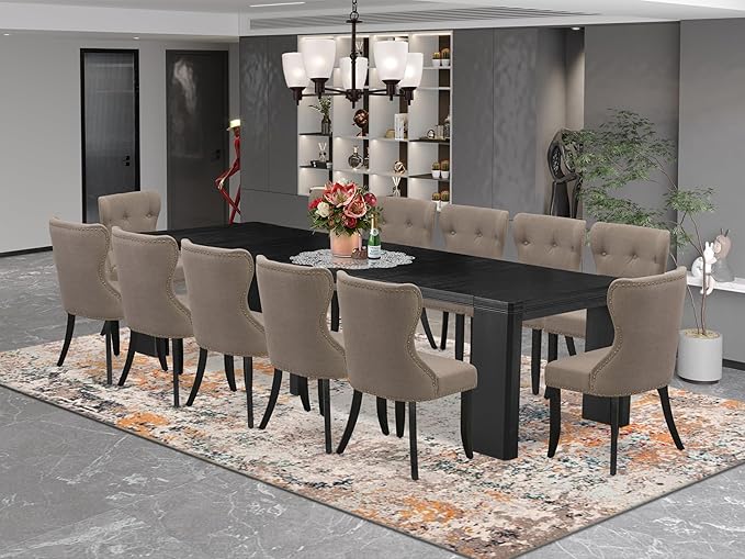 X12SI-006-48 - 13-piece Modern Dining Room Table Set a Rectangular Kitchen by LuxebyEastWestFurniture