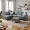 L Shaped Couch Modern Sectional Couch Upholstered Fluffy Fabric 3 Pieces Sofas by LynginsCreativeLife