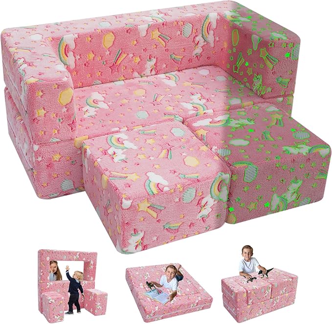 MeMoreCool Modular Kids Sofa, Toddler Play Couch Fold Out by MeMoreCool