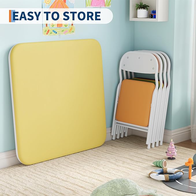IDEALHOUSE 5 Piece Boys Girls Folding Table and Chairs Set, Activity Table and - Image 8