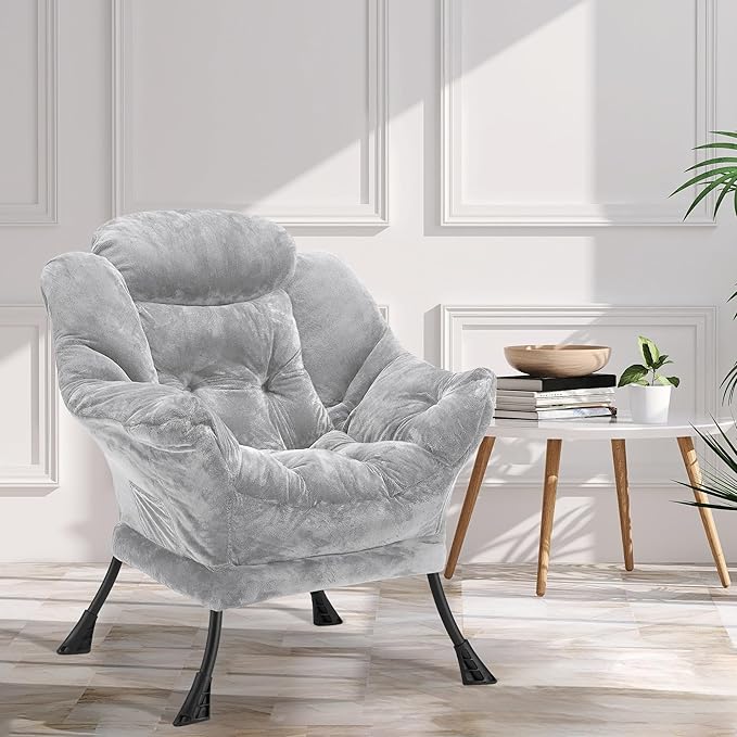 Fabric Lazy Chair for Adults, Oversized Upholstered Sofa Chair, Plush Comfy - Image 2