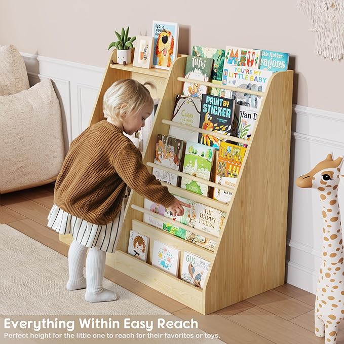 Lkeiyay 5 Tier Kids Bookshelf, Baby Bookshelf, Toy and Book Storage - Image 3