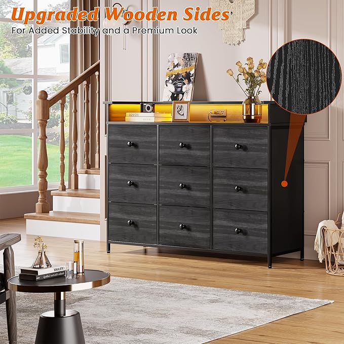Nicehill 9 Drawer Dresser for Bedroom, TV Stand for Bedroom, Fabric Chests of - Image 4
