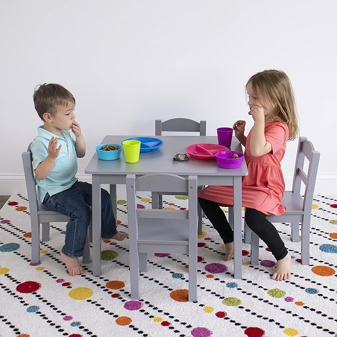 Humble Crew Kids Wooden Table and 4 Chairs Set, and Snack Time - Image 2
