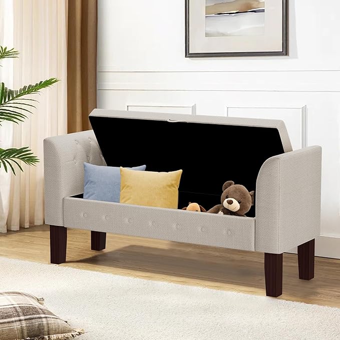 Awonde Storage Bench for Bedroom End of Bed Button Tufted Upholstered Bench - Image 5