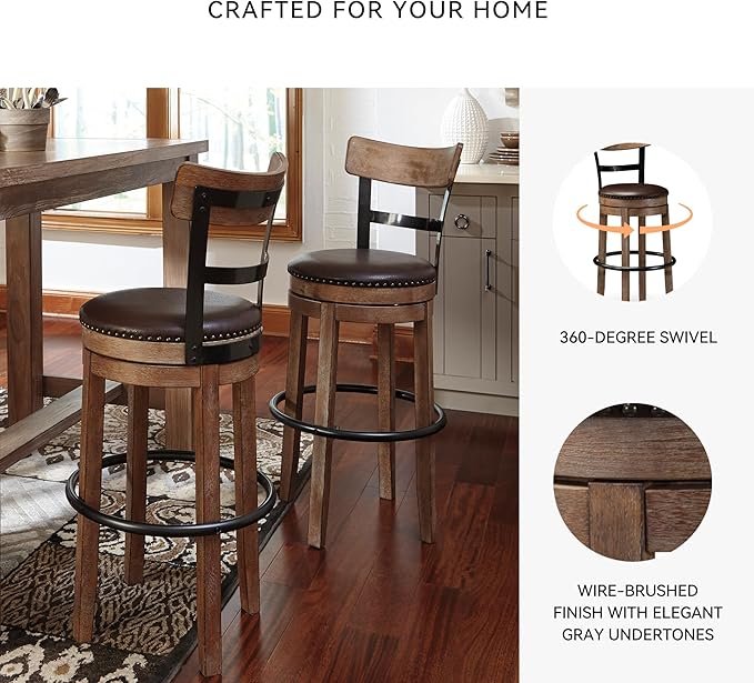 Signature Design by Ashley Pinnadel Barstool, Light Brown - Image 5