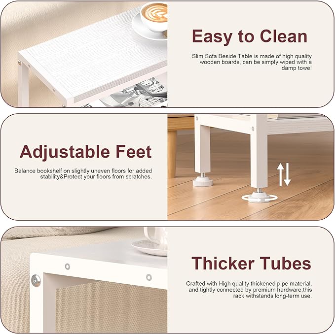Narrow Side Table for Small Space, 3-Tier Small End Table - Image 6