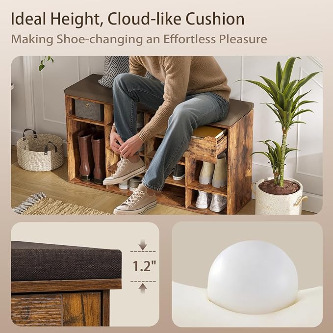 DINZI LVJ Shoe Bench, Entryway Storage Bench - Image 4