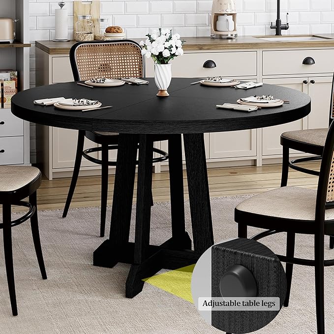 GarveeHome Round Dining Table for 4, Kitchen Dining Room Circle Dinner Pedestal - Image 7