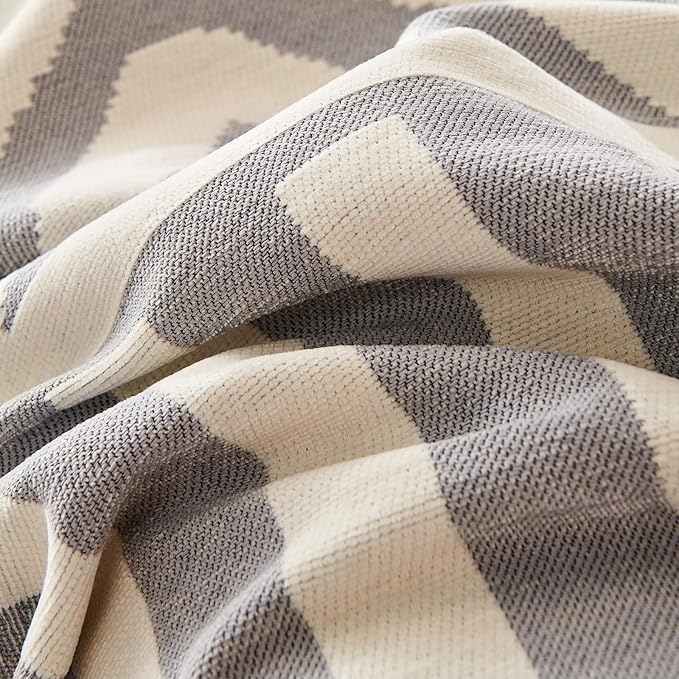 STACYPIK Durable Chenille Gray Beige Sofa Cover Boho Triangle Slipcover - Image 6