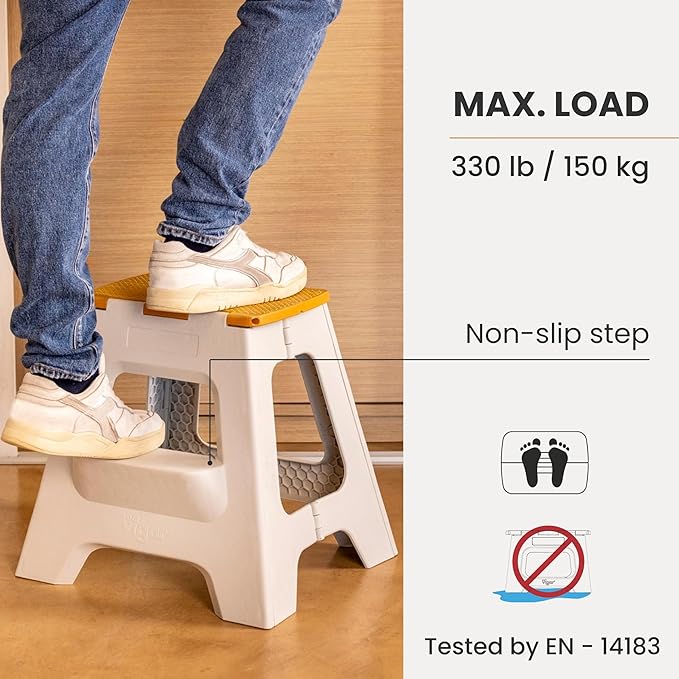 Vigar Compact Step Stool Foldable, 16-inch Two-Step Stools - Image 5