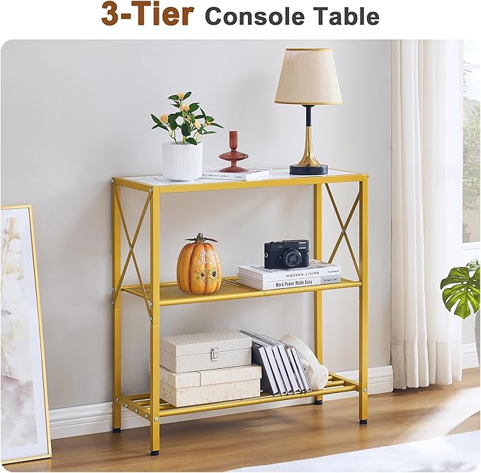 Hoctieon Industrial Console Table, 3 Tier Entryway Table, Metal Frame, Sofa - Image 4