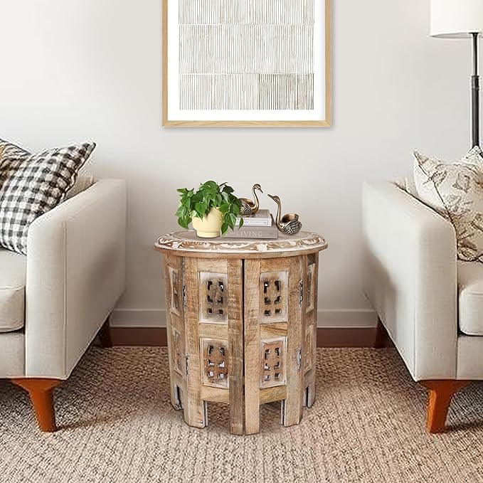 Versatile Octagonal Wooden Table – 12" Round Top, Side Table, or End Table - Image 7