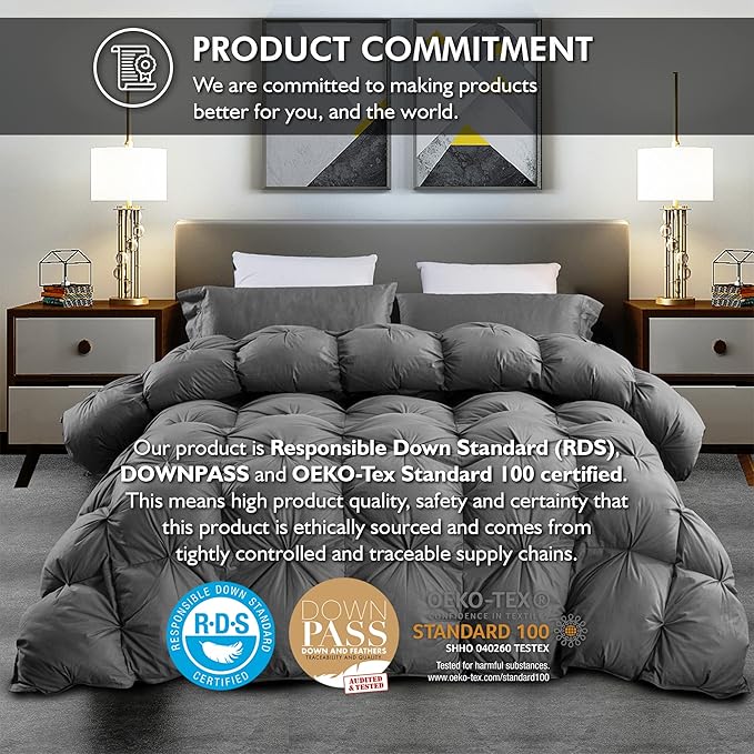 Luxurious Goose Down Feather Fiber Comforter Oversize California King Size - Image 3