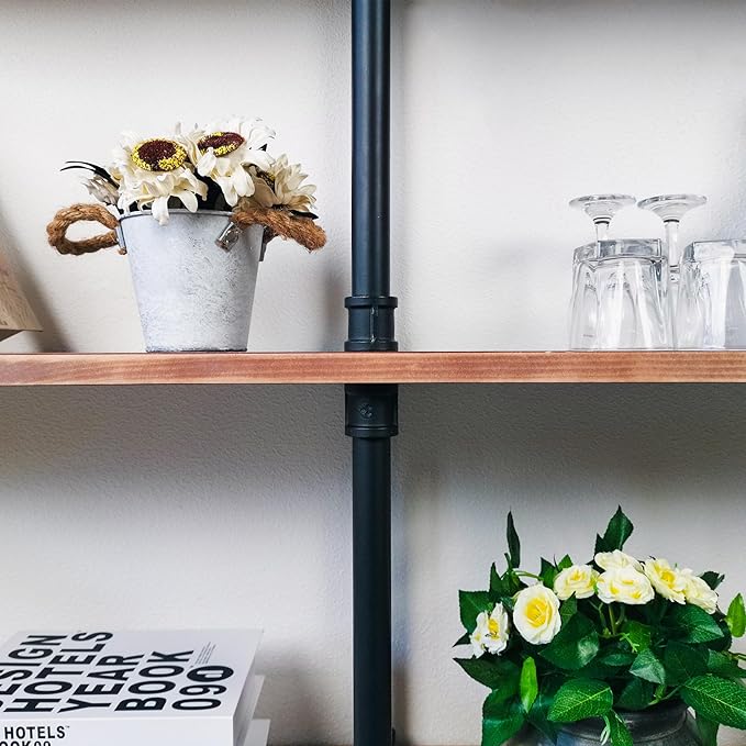 3 Tier Industrial Long Bookshelf, Entryway Industrial Metal Bookcase - Image 7