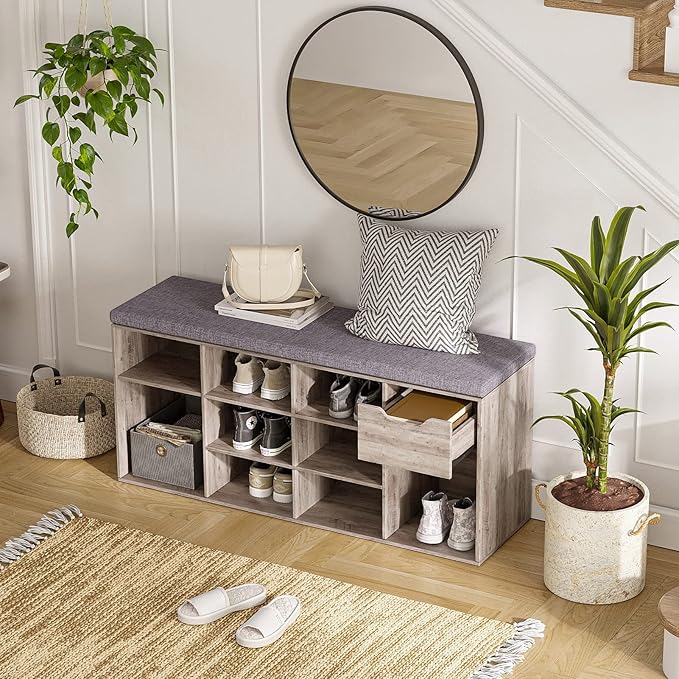 DINZI LVJ Shoe Bench, Entryway Storage Bench - Image 2