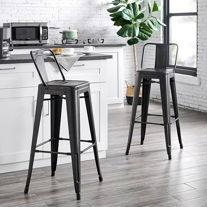 AC Pacific Modern 30” Metal Barstool Set of 2 – Country Rustic Style - Image 2