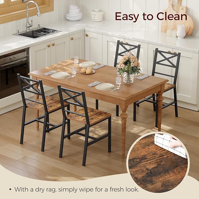 Dining Chair Set of 4, Rustic Wooden Kitchen Chairs - Image 3