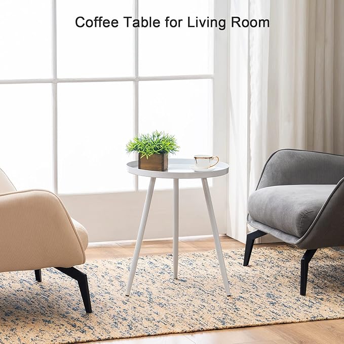 Apicizon 16" Round Side Table, Mid Century Modern Coffee Table or Circle Accent - Image 5
