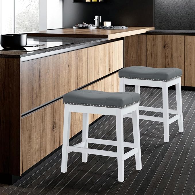 Athena Collection Bar Stools Set of 2, 25 Inches Counter Height Bar Stools - Image 2
