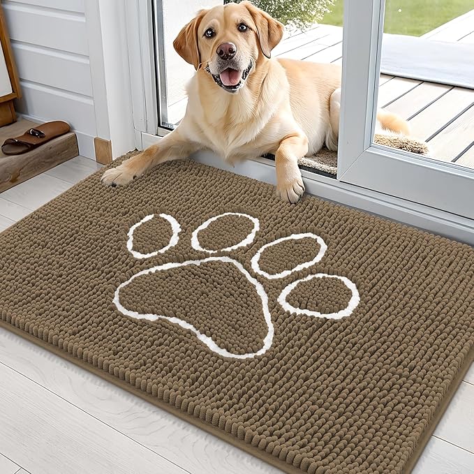OLANLY Door Mat for Muddy Dog Paws 36x24, Ultra Absorbent Chenille Mud Doormat by OLANLY