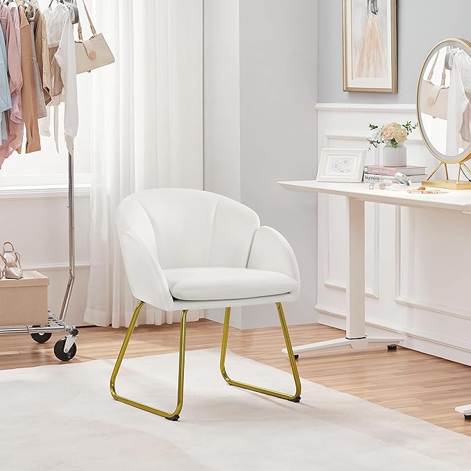Yaheetech Modern Velvet Vanity Chair Armchair, Flower Shaped Makeup Chair - Image 4