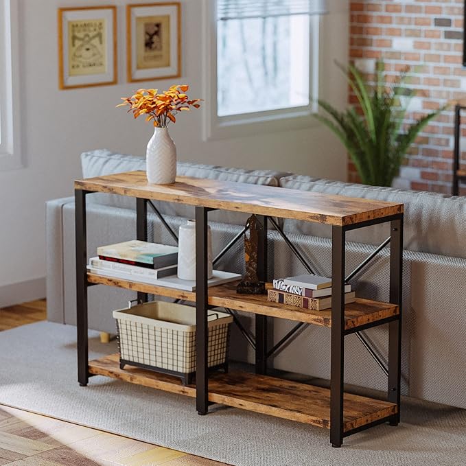 IRONCK Rustic Entryway Console Table, Long Hallway Table 47 in 3-Tier, TV Stand - Image 2
