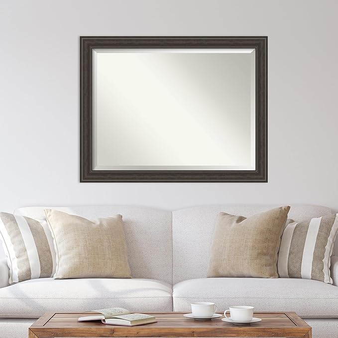 Amanti Art Brown Wall Mirror 36x46 Shipwreck Greywash Rectangle Bathroom Mirror - Image 5
