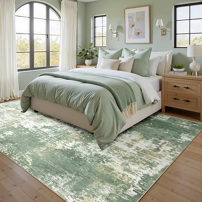 Washable Area Rugs 6'x9' Non-Slip Modern Abstract Soft - Image 3