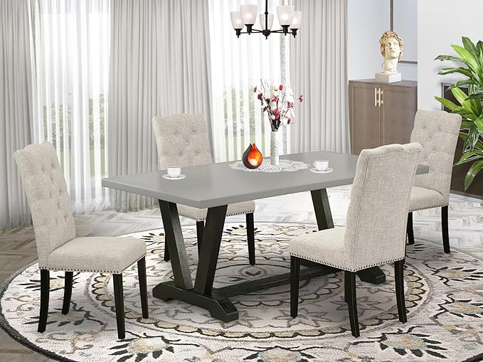 East West Furniture V697EL635-5 5 Piece Modern Dining Table Set Includes a - Image 2