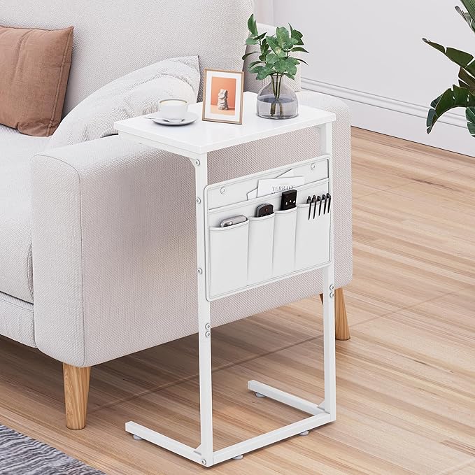 Vagusicc C Shaped End Table, Small Couch Side Table, Tall Couch Desk Slide - Image 9
